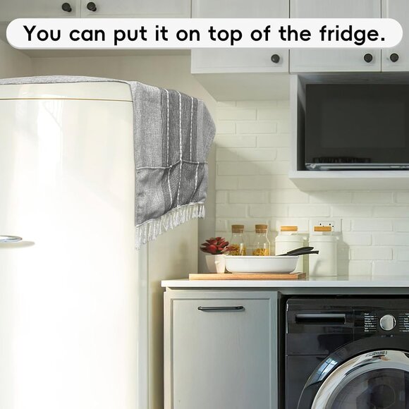 Elegant Grey Gingham Coffee Table Cloth with Tassels - Machine Washable 19"x57" - Picture 4 of 7